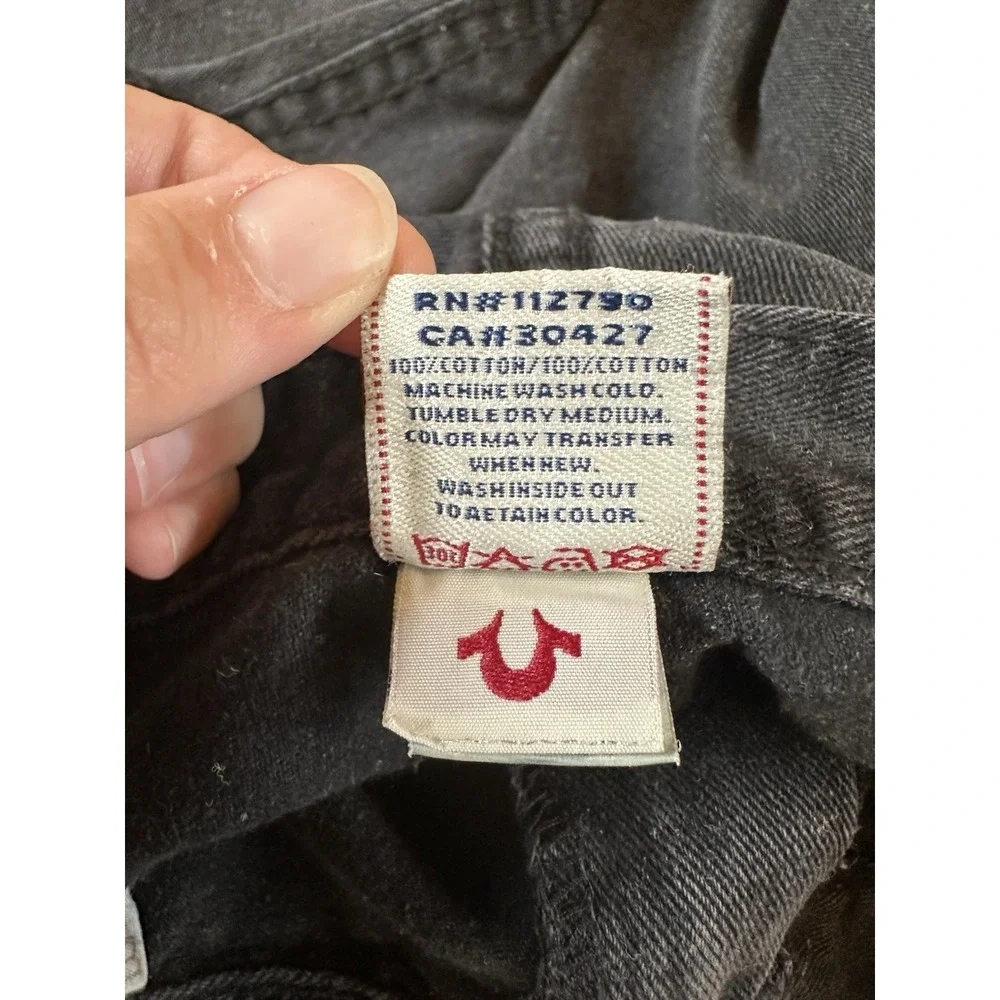 Vintage True Religion Billy Super T Jeans Mens 38x32 Made in USA Black Flap